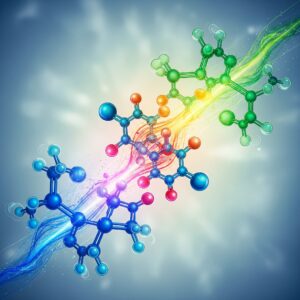 An ai generated image of a molecule featured on an article about peptide therapy