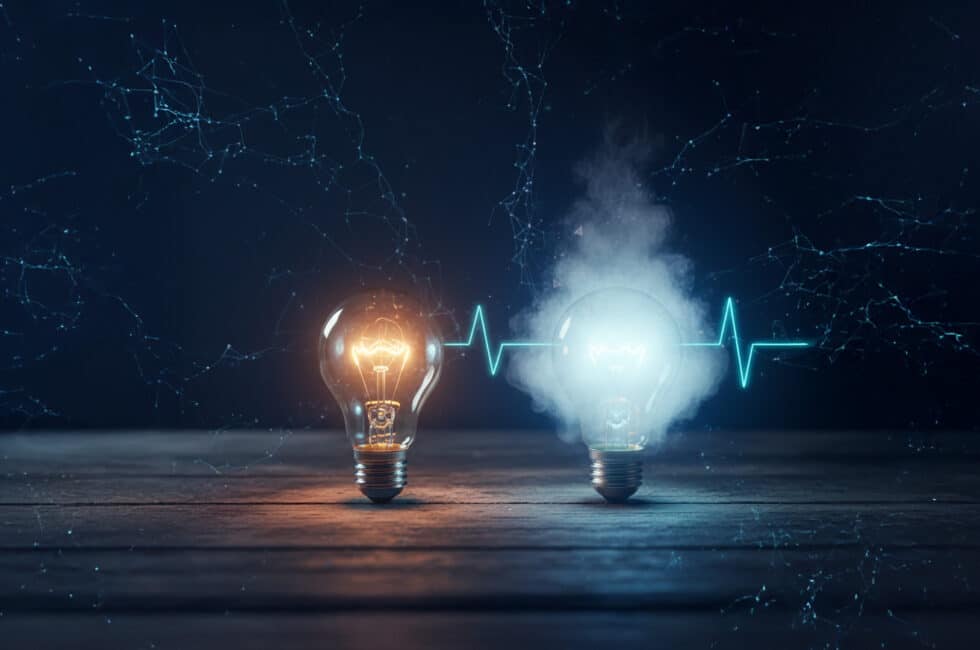 Two light bulbs symbolize brain fog